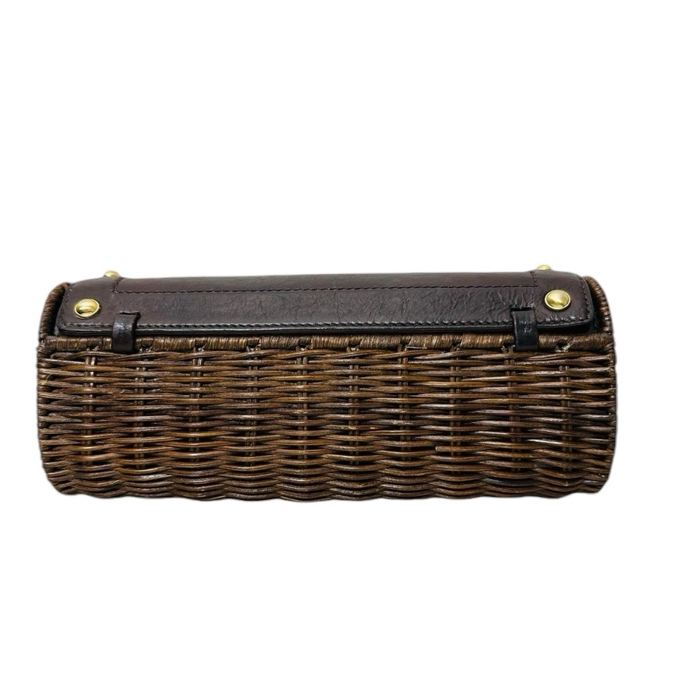 MICHAEL KORS SANTORINI WICKER LEATHER CLUTCH - Picture 5 of 9